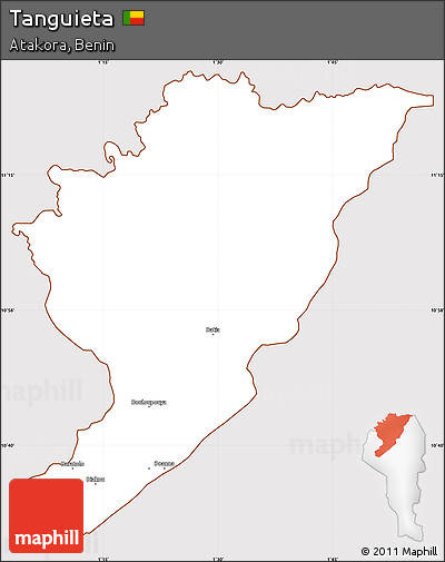Classic Style Simple Map of Tanguieta, cropped outside