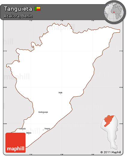 Classic Style Simple Map of Tanguieta, cropped outside
