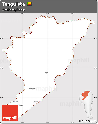 Classic Style Simple Map of Tanguieta, cropped outside