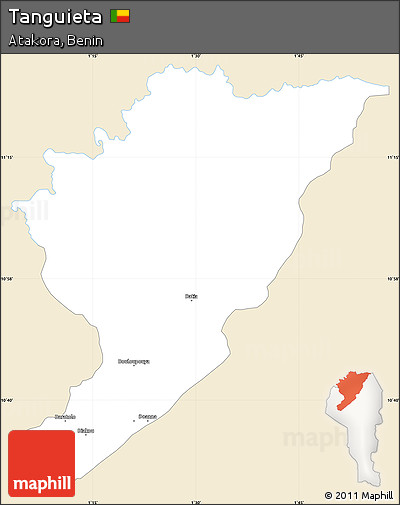 Classic Style Simple Map of Tanguieta, single color outside