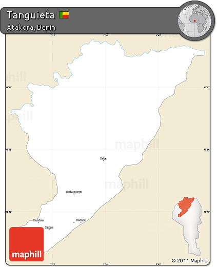 Classic Style Simple Map of Tanguieta, single color outside