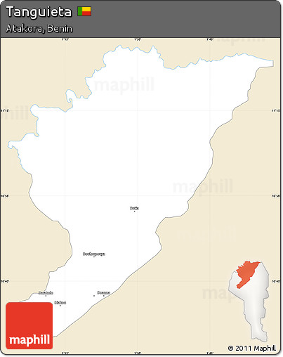 Classic Style Simple Map of Tanguieta, single color outside