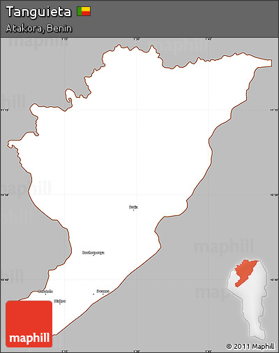 Gray Simple Map of Tanguieta, cropped outside