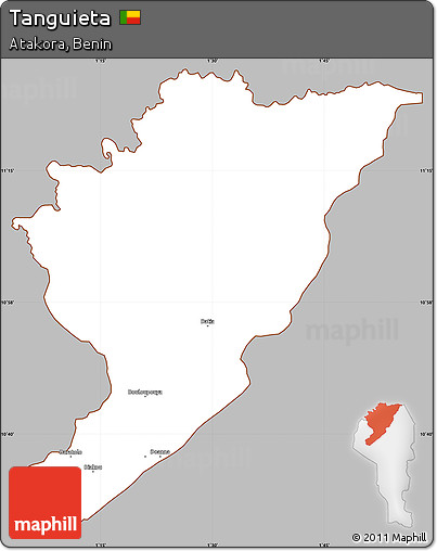 Gray Simple Map of Tanguieta, cropped outside