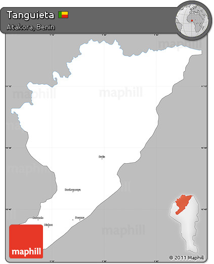 Gray Simple Map of Tanguieta, single color outside