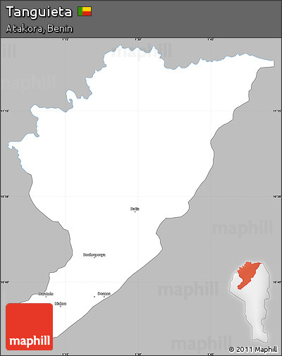Gray Simple Map of Tanguieta, single color outside