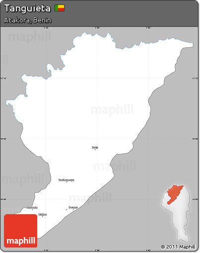 Gray Simple Map of Tanguieta, single color outside