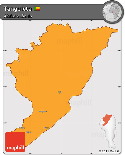 Political Simple Map of Tanguieta, cropped outside