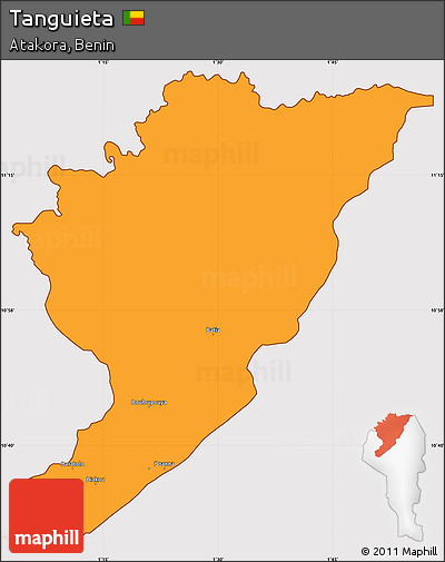 Political Simple Map of Tanguieta, cropped outside