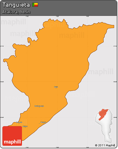 Political Simple Map of Tanguieta, cropped outside