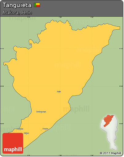 Savanna Style Simple Map of Tanguieta, cropped outside