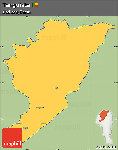 Savanna Style Simple Map of Tanguieta, cropped outside