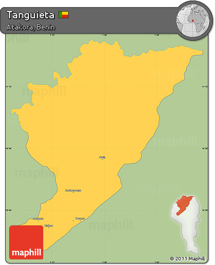Savanna Style Simple Map of Tanguieta, single color outside