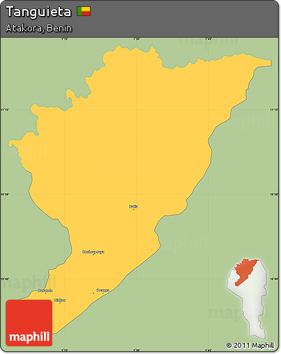 Savanna Style Simple Map of Tanguieta, single color outside