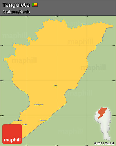 Savanna Style Simple Map of Tanguieta, single color outside