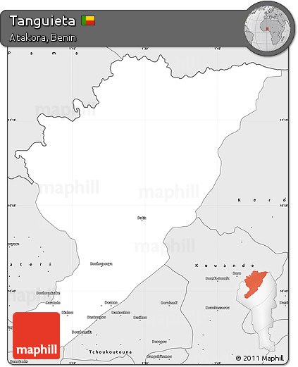 Silver Style Simple Map of Tanguieta