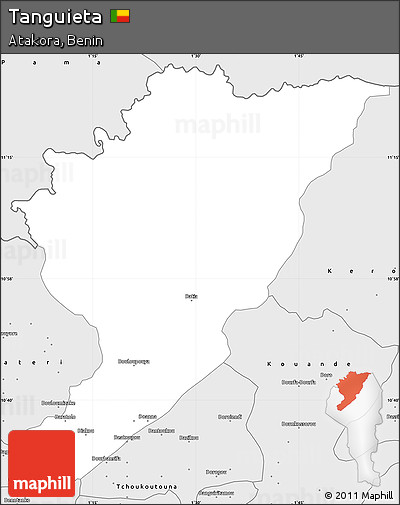 Silver Style Simple Map of Tanguieta