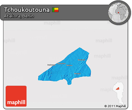Political 3D Map of Tchoukoutouna, cropped outside