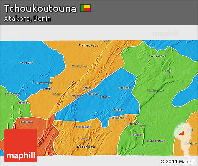 Political 3D Map of Tchoukoutouna
