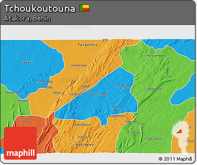 Political 3D Map of Tchoukoutouna
