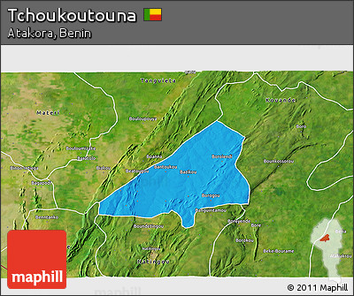 Political 3D Map of Tchoukoutouna, satellite outside