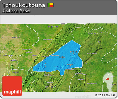 Political 3D Map of Tchoukoutouna, satellite outside