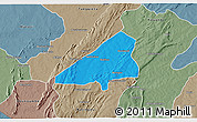 Political 3D Map of Tchoukoutouna, semi-desaturated