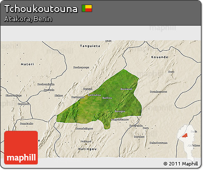 Satellite 3D Map of Tchoukoutouna, shaded relief outside