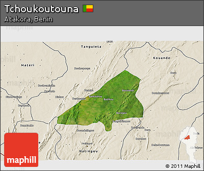 Satellite 3D Map of Tchoukoutouna, shaded relief outside