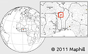 Blank Location Map of Tchoukoutouna, within the entire country