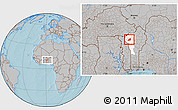 Gray Location Map of Tchoukoutouna, highlighted parent region, hill shading