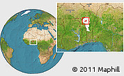 Satellite Location Map of Tchoukoutouna, highlighted parent region, within the entire country