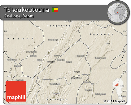 Shaded Relief Map of Tchoukoutouna