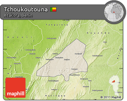 Shaded Relief Map of Tchoukoutouna, physical outside