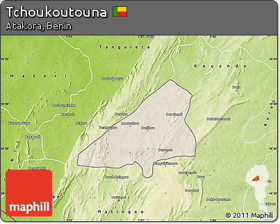 Shaded Relief Map of Tchoukoutouna, physical outside