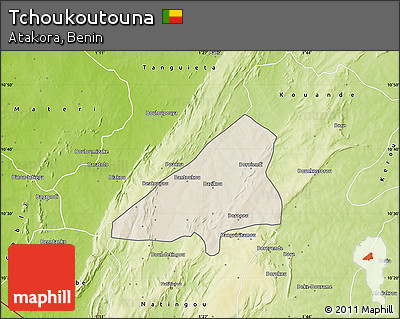 Shaded Relief Map of Tchoukoutouna, physical outside