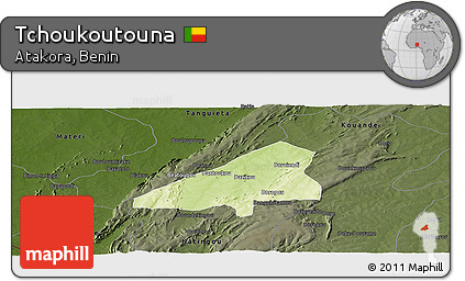 Physical Panoramic Map of Tchoukoutouna, darken
