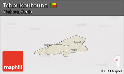 Shaded Relief Panoramic Map of Tchoukoutouna, cropped outside