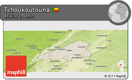 Shaded Relief Panoramic Map of Tchoukoutouna, physical outside