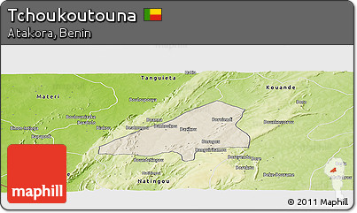 Shaded Relief Panoramic Map of Tchoukoutouna, physical outside