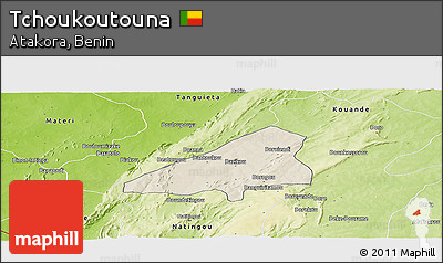 Shaded Relief Panoramic Map of Tchoukoutouna, physical outside