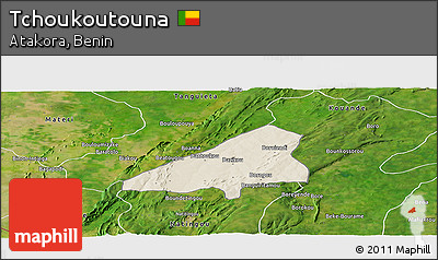 Shaded Relief Panoramic Map of Tchoukoutouna, satellite outside