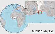 Gray Location Map of Cotonou, highlighted country