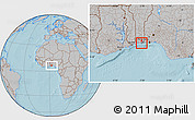 Gray Location Map of Cotonou, hill shading