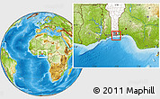 Physical Location Map of Cotonou, highlighted country, highlighted parent region