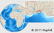 Shaded Relief Location Map of Cotonou