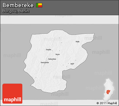 Gray 3D Map of Bembereke, single color outside