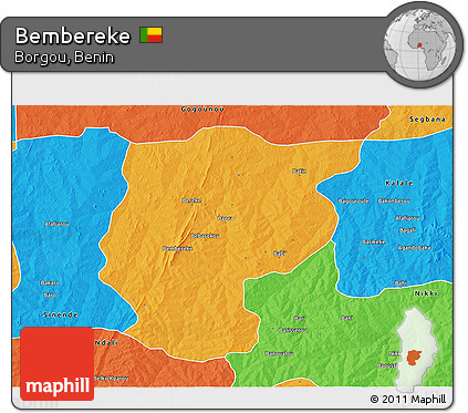 Political 3D Map of Bembereke