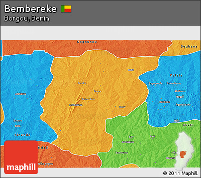 Political 3D Map of Bembereke