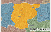 Political 3D Map of Bembereke, semi-desaturated